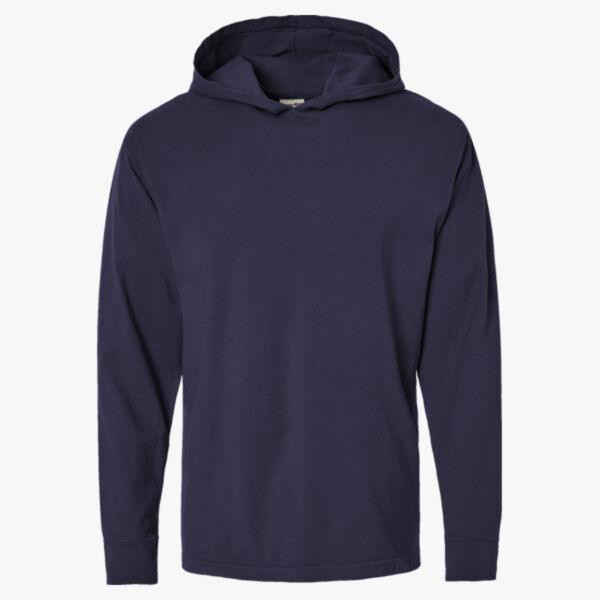Unisex Garment-Dyed Jersey Hooded Long Sleeve T-Shirt Thumbnail