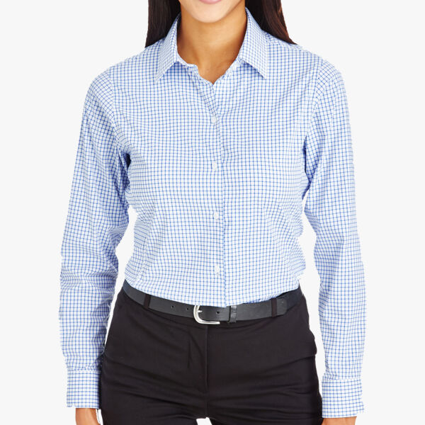 Women's CrownLux Performance® Micro Windowpane Woven Dress Shirt Thumbnail
