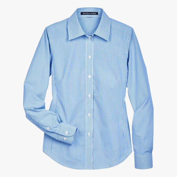 Women's Crown Collection® Banker Stripe Woven Dress Shirt Thumbnail