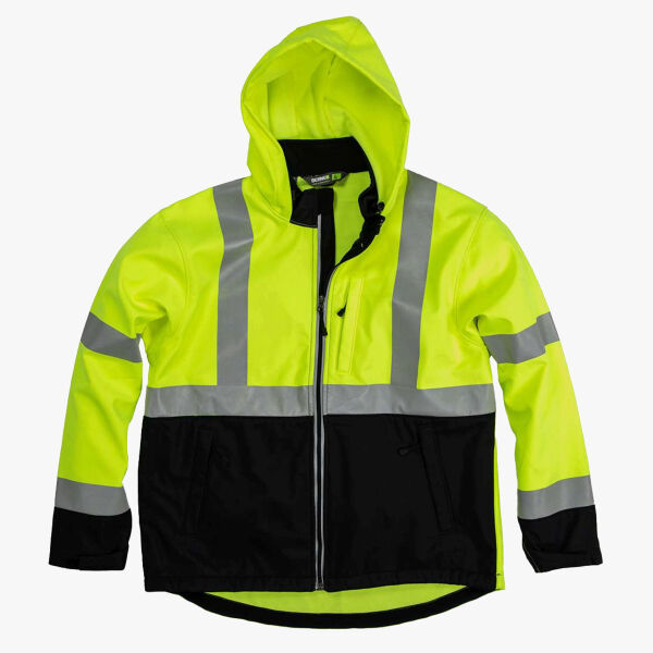 Berne Apparel Men's Hi-Vis Class 3 Hooded Soft Shell Jacket HVJS206 Men's Hi-Vis Class 3 Hooded Soft Shell Jacket Thumbnail