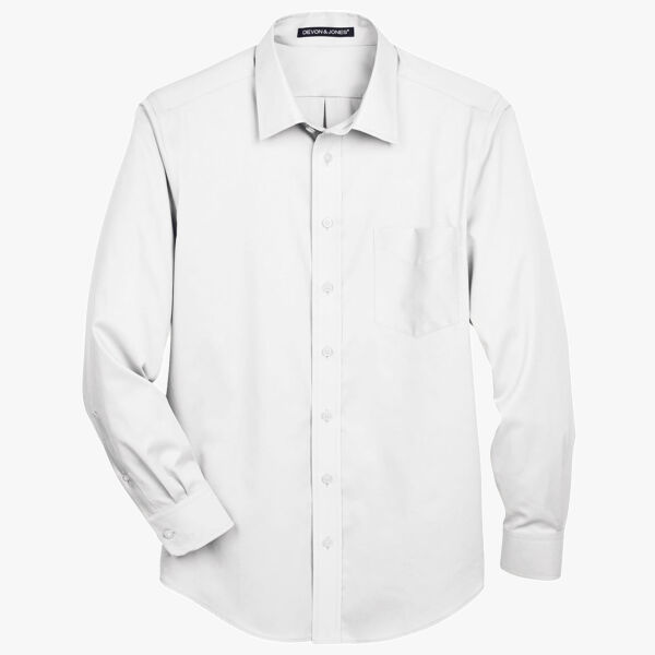 Men's Tall Crown Collection® Solid Stretch Twill Woven Dress Shirt Thumbnail