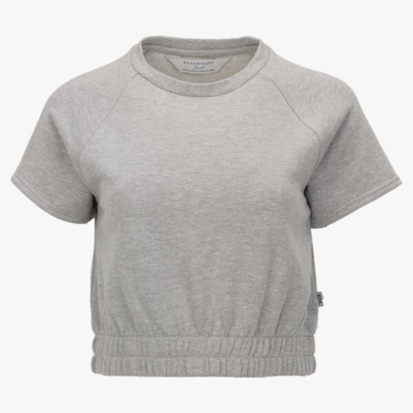 Women's French Terry Short Sleeve Cropped Crewneck Sweatshirt Thumbnail