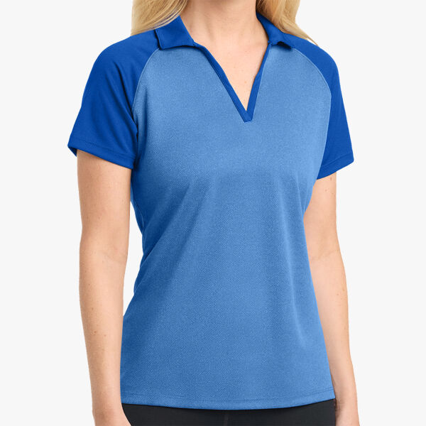Women's PosiCharge ® RacerMesh ® Raglan Heather Block Polo Thumbnail