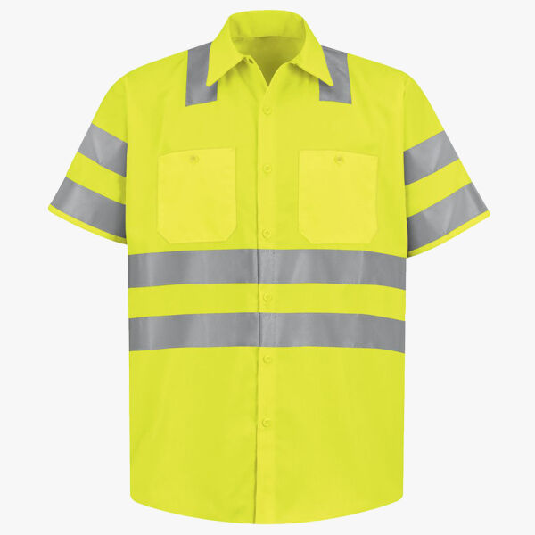 Men's Tall High Visibility Safety Short Sleeve Work Shirt Thumbnail