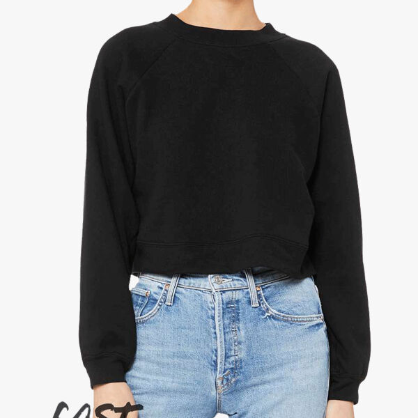 Bella + Canvas Women's Crop Raglan Fleece Crewneck Sweatshirt 7505 Women's Crop Raglan Fleece Crewneck Sweatshirt Thumbnail