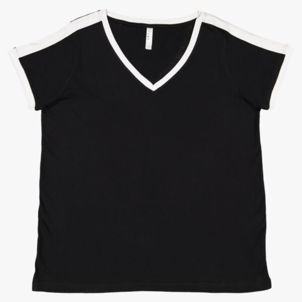 LAT Women's Curvy Retro Ringer Premium Jersey V-Neck Tee 3832 Women's Curvy Retro Ringer Premium Jersey V-Neck Tee Thumbnail