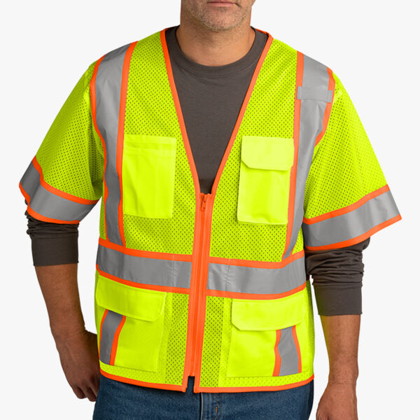 CornerStone Ansi 107 Class 3 Surveyor Mesh Zippered Two Tone Short Sleeve Vest CSV106 Ansi 107 Class 3 Surveyor Mesh Zippered Two Tone Short Sleeve Vest Thumbnail