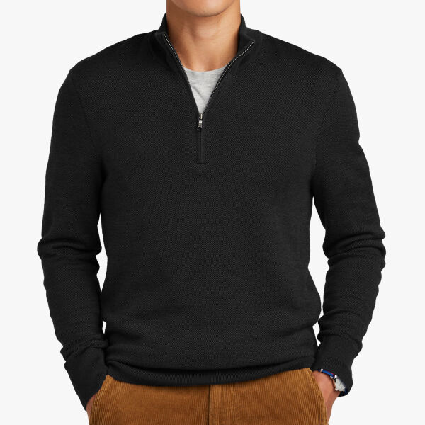 Brooks Brothers Washable Merino Birdseye 1/4 Zip Sweater BB18412 Washable Merino Birdseye 1/4 Zip Sweater Thumbnail