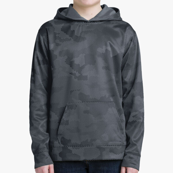 Sport Tek Youth Sport Wick ® CamoHex Fleece Hooded Pullover YST240 Youth Sport Wick ® CamoHex Fleece Hooded Pullover Thumbnail