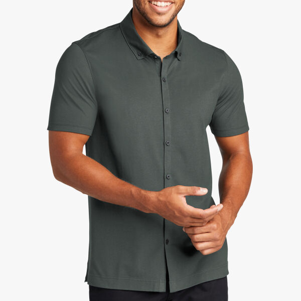 Mercer+Mettle Stretch Pique Full Button Polo MM1006 Stretch Pique Full Button Polo Thumbnail