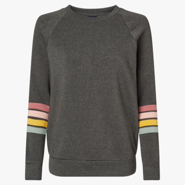 Women's Striped Sleeves Crewneck Sweatshirt Thumbnail